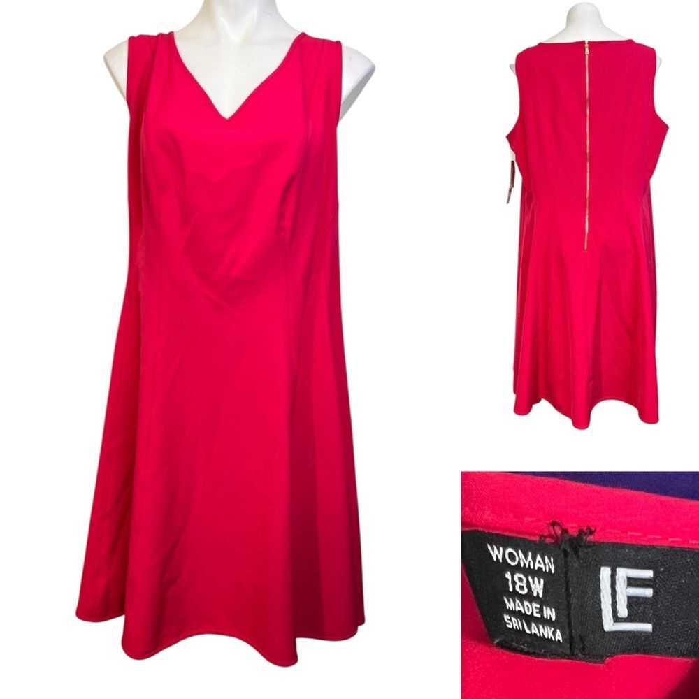 Leslie Fay dress plus size 18w‎ pink sleeveless A-line knee length office church